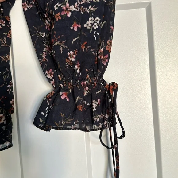 Tularosa Dee Dee Shift Long Sleeve Mini Dress Burlingame Floral Blue Print Small - Picture 12 of 12